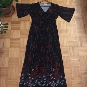 Black printed maxi dress with v-neckline